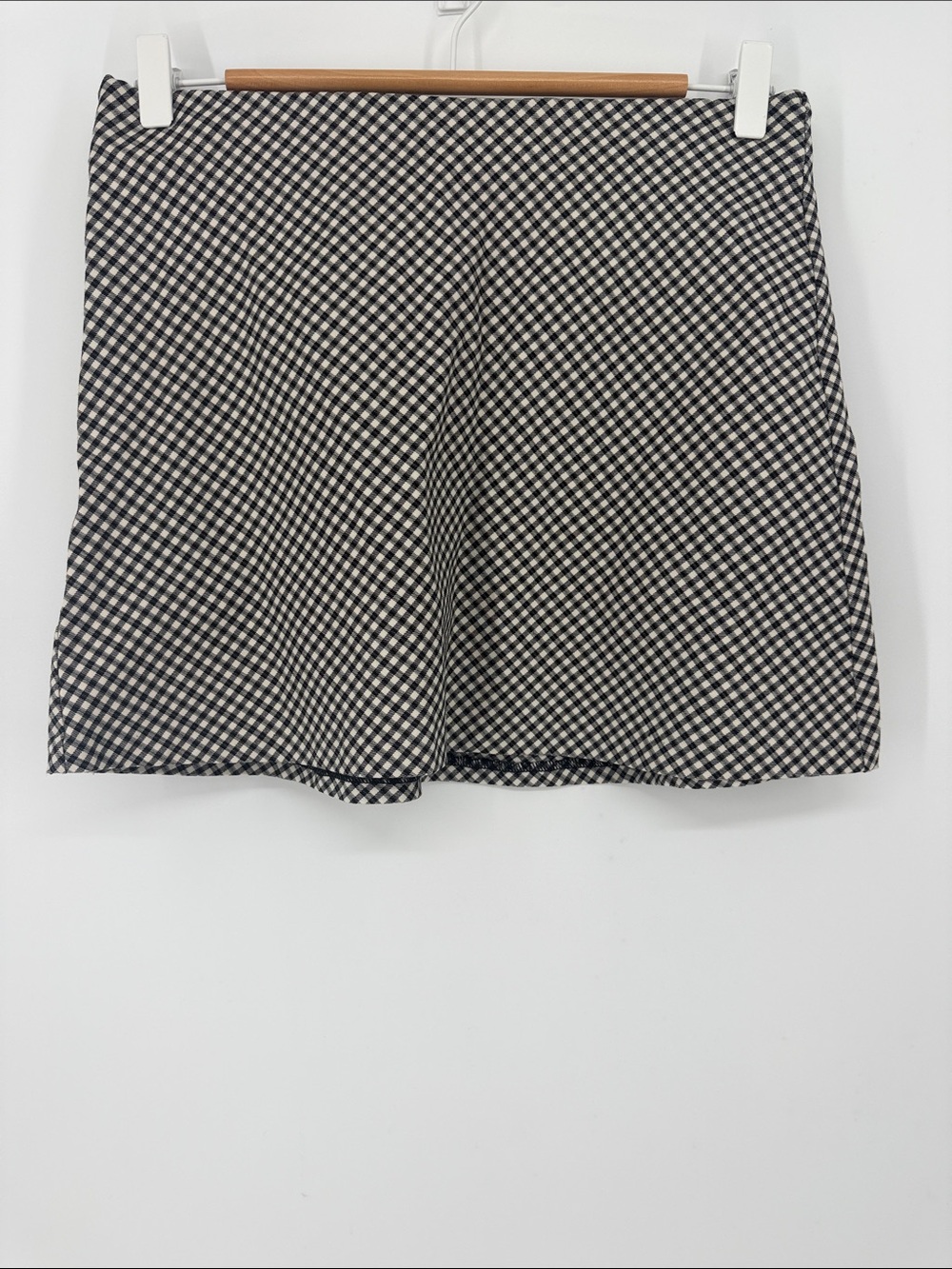 Garage Women’s Small Black Cream Gingham Plaid High Rise A-Line Mini Skirt